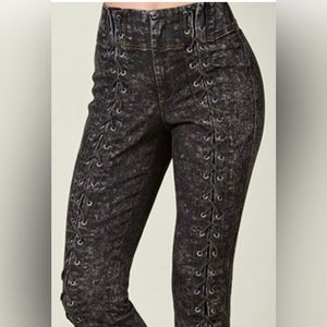 Venus black lace up skinny jeans